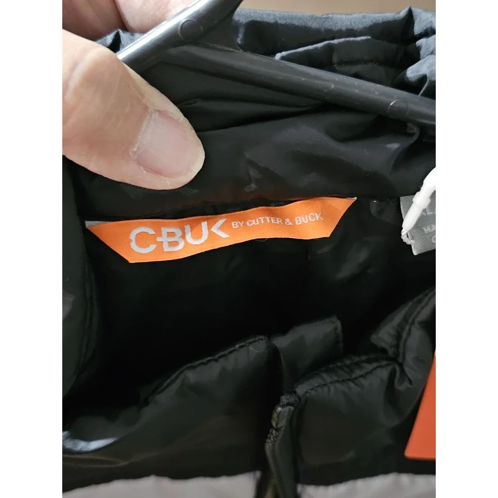 C-BUC Cutter & Buck Men's Quilted Blue, Black, and Gray Zip Vest XL